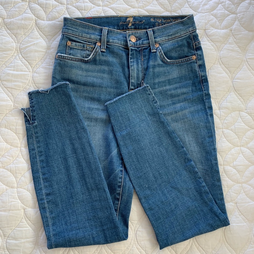7 for all mankind high waist ankle skinny jeans